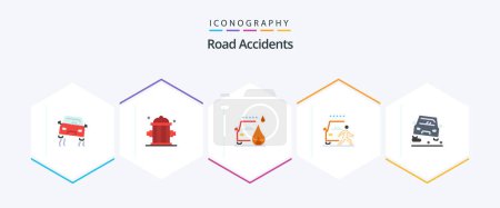 Ilustración de Road Accidents 25 Flat icon pack including overtaking. pedestrian. accident. danger. and - Imagen libre de derechos