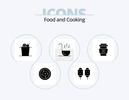 Téléchargez les illustrations : Food Glyph Icon Pack 5 Icon Design. cup. cafe. noodle. beverages. ladle - en licence libre de droit