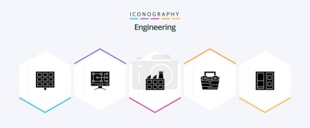 Ilustración de Engineering 25 Glyph icon pack including . house. industry. building. material - Imagen libre de derechos