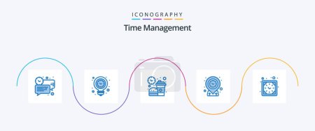 Illustration for Time Management Blue 5 Icon Pack Including targeting. geo. light. meal. food - Royalty Free Image