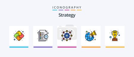 Téléchargez les illustrations : Strategy Line Filled 5 Icon Pack Including worldwide. global. climb. broadcast. options. Creative Icons Design - en licence libre de droit