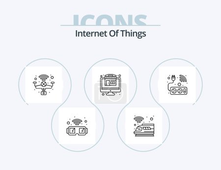 Téléchargez les illustrations : Internet Of Things Line Icon Pack 5 Icon Design. network. internet. train. global. quad copter - en licence libre de droit