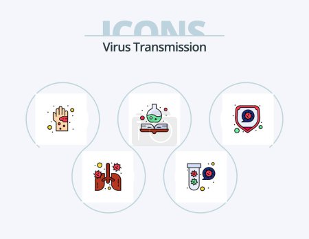 Ilustración de Virus Transmission Line Filled Icon Pack 5 Icon Design. medicine. safety. bacteria. medical. face - Imagen libre de derechos