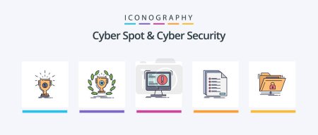 Ilustración de Cyber Spot And Cyber Security Line Filled 5 Icon Pack Including internet. cybercrime. nipple. girl. stopwatch. Creative Icons Design - Imagen libre de derechos