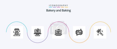 Téléchargez les illustrations : Baking Line 5 Icon Pack Including cooking. baking. cake. dessert. cafe - en licence libre de droit
