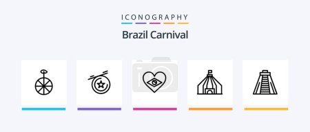 Ilustración de Brazil Carnival Line 5 Icon Pack Including brazil. lolly. animal. lolipop. celebration. Creative Icons Design - Imagen libre de derechos