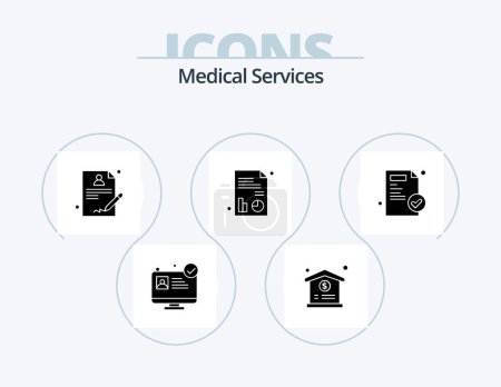 Ilustración de Medical Services Glyph Icon Pack 5 Icon Design. . . doctor. medical report. medical - Imagen libre de derechos