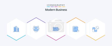 Illustration for Modern Business 25 Blue icon pack including online payment. computer. communication. business. structure - Royalty Free Image