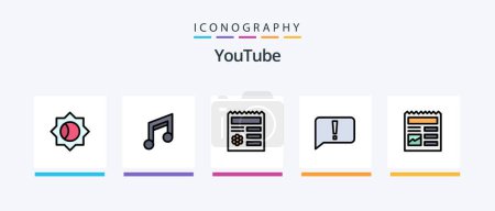 Ilustración de Youtube Line Filled 5 Icon Pack Including gear. science. essential. sign. bio. Creative Icons Design - Imagen libre de derechos