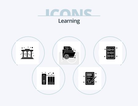 Ilustración de Learning Glyph Icon Pack 5 Icon Design. abacus. learning. learning. folder. e-learning - Imagen libre de derechos