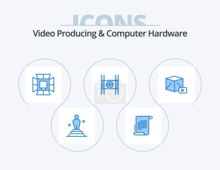 Illustration for Video Producing And Computer Hardware Blue Icon Pack 5 Icon Design. money. costs. screenplay. budget. professional - Royalty Free Image