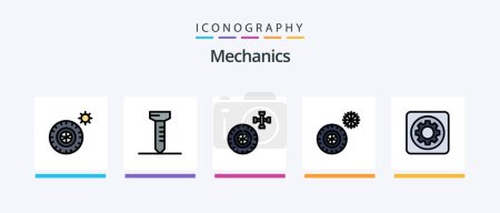 Ilustración de Mechanics Line Filled 5 Icon Pack Including . production. . Creative Icons Design - Imagen libre de derechos