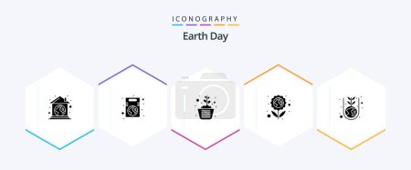 Illustration for Earth Day 25 Glyph icon pack including planting. flower. tree. environmental protection. plant - Royalty Free Image