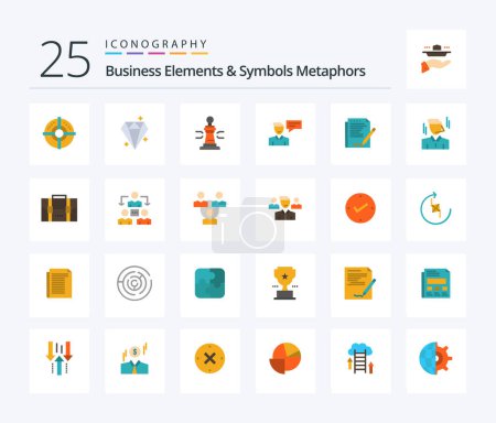 Illustration for Business Elements And Symbols Metaphors 25 Flat Color icon pack including conversation. popup. chess. message. poker - Royalty Free Image