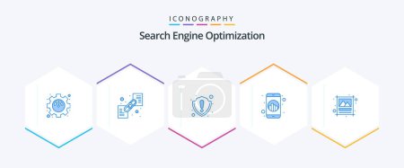 Illustration for Seo 25 Blue icon pack including advertising. mobile. error. seo. marketing - Royalty Free Image