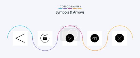 Téléchargez les illustrations : Symbols and Arrows Glyph 5 Icon Pack Including . down. denied. ban - en licence libre de droit