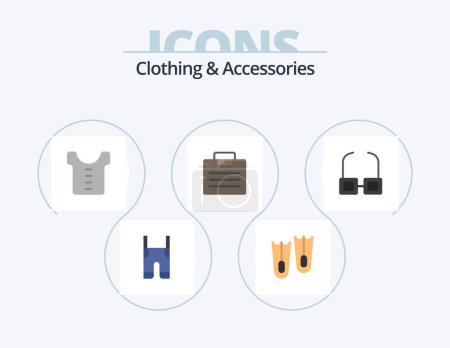 Téléchargez les illustrations : Clothing and Accessories Flat Icon Pack 5 Icon Design. view. glasses. baby. suitcase. business - en licence libre de droit