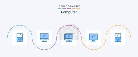 Illustration for Computer Blue 5 Icon Pack Including . imac. mobile. device - Royalty Free Image
