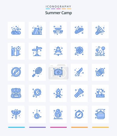 Téléchargez les illustrations : Creative Summer Camp 25 Blue icon pack  Such As location. game. outdoor. camping. pocket - en licence libre de droit