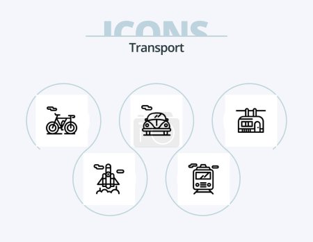 Illustration for Transport Line Icon Pack 5 Icon Design. . transport. car. coach. transport - Royalty Free Image