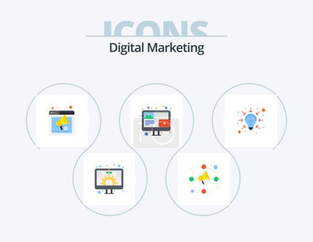 Ilustración de Digital Marketing Flat Icon Pack 5 Icon Design. business. content. browser. blogging. webpage - Imagen libre de derechos