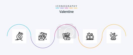 Ilustración de Valentine Line 5 Icon Pack Including wedding. love. glasses. file. day - Imagen libre de derechos
