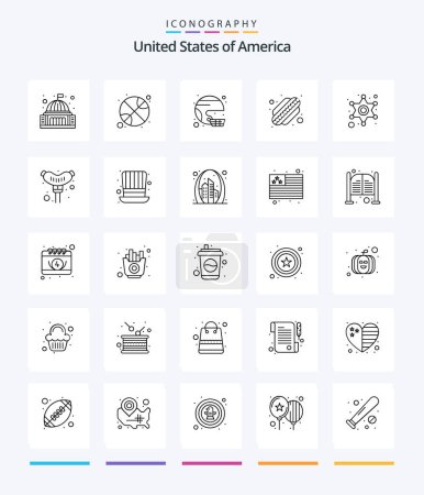 Téléchargez les illustrations : Creative Usa 25 OutLine icon pack  Such As states. american. day. united. sport - en licence libre de droit