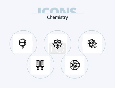 Illustration for Chemistry Line Icon Pack 5 Icon Design. laboratory. chemistry. chemical. search. molecule - Royalty Free Image