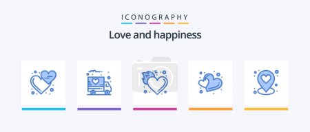Téléchargez les illustrations : Love Blue 5 Icon Pack Including heart. shape. fire. love. love. Creative Icons Design - en licence libre de droit