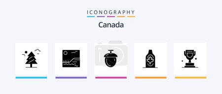 Téléchargez les illustrations : Canada Glyph 5 Icon Pack Including trophy. award. nuts. maple. canada. Creative Icons Design - en licence libre de droit