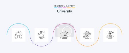 Illustration for University Line 5 Icon Pack Including id. speech. book. rostrum. podium - Royalty Free Image