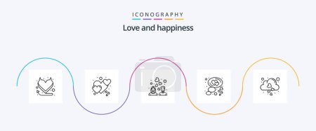 Ilustración de Love Line 5 Icon Pack Including love. cloud. love. bubble. heart - Imagen libre de derechos