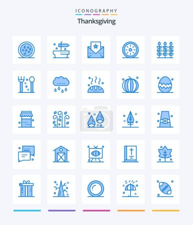 Téléchargez les illustrations : Creative Thanks Giving 25 Blue icon pack  Such As cutlery. thanks. thanksgiving. wheat. pumpkin pie - en licence libre de droit