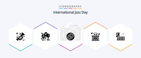 Ilustración de International Jazz Day 25 Glyph icon pack including music . drum . multimedia. vinyl - Imagen libre de derechos
