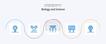 Illustration for Biology Blue 5 Icon Pack Including formula. biology. pills. biochemistry. laboratory - Royalty Free Image
