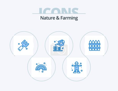 Téléchargez les illustrations : Nature And Farming Blue Icon Pack 5 Icon Design. farming. sprinkier. agriculture. nature. farming - en licence libre de droit