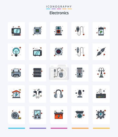 Illustration for Creative Electronics 25 Line FIlled icon pack  Such As light. bulb. speaker. device. battery - Royalty Free Image