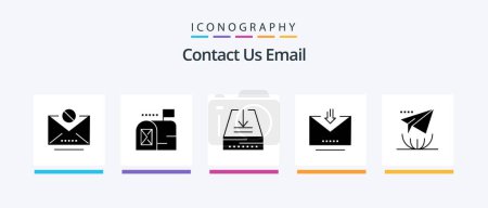 Ilustración de Email Glyph 5 Icon Pack Including letter. email. email. retrieve. email. Creative Icons Design - Imagen libre de derechos