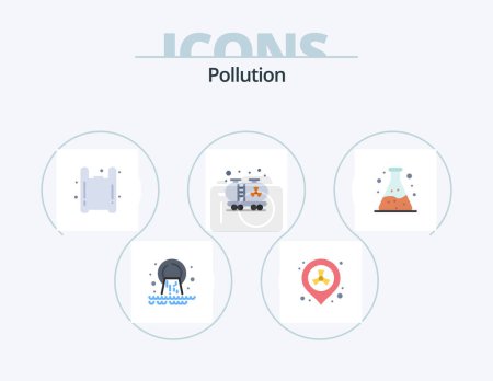 Ilustración de Pollution Flat Icon Pack 5 Icon Design. tube. tank. waste. pollution. pollution - Imagen libre de derechos