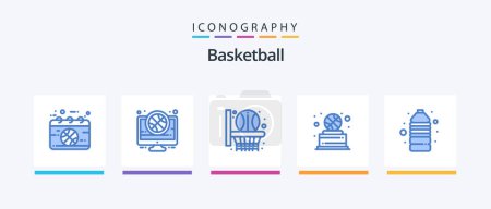 Téléchargez les illustrations : Basketball Blue 5 Icon Pack Including drink. trophy. live. sport. sport. Creative Icons Design - en licence libre de droit
