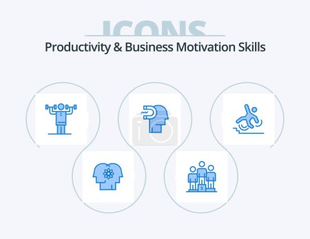 Ilustración de Productivity And Business Motivation Skills Blue Icon Pack 5 Icon Design. influence. engagement. winners. power of influence. physical - Imagen libre de derechos