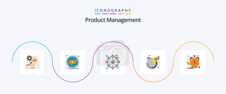 Illustration for Product Management Flat 5 Icon Pack Including product. descriptions. online. analytic. product - Royalty Free Image