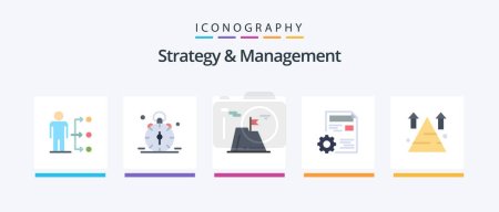 Illustration for Strategy And Management Flat 5 Icon Pack Including setting. document. bell. land. sucess. Creative Icons Design - Royalty Free Image