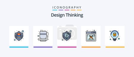 Illustration for Design Thinking Line Filled 5 Icon Pack Including start. image. creative. gallery. business. Creative Icons Design - Royalty Free Image