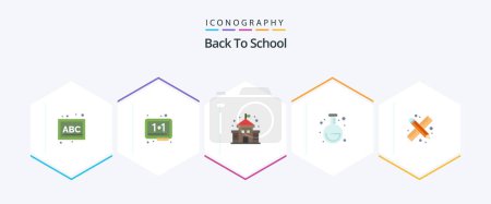 Illustration for Back To School 25 Flat icon pack including pencil and ruler. back to school. whiteboard. back to school. school - Royalty Free Image