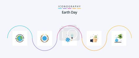 Ilustración de Earth Day Flat 5 Icon Pack Including day. hand. green. safe. earth - Imagen libre de derechos