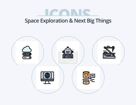 Téléchargez les illustrations : Space Exploration And Next Big Things Line Filled Icon Pack 5 Icon Design. think. globe. feeling. world. fabrication - en licence libre de droit