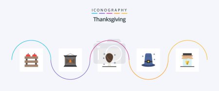 Illustration for Thanksgiving Flat 5 Icon Pack Including thanksgiving. hat. thanksgiving. garden. leg - Royalty Free Image