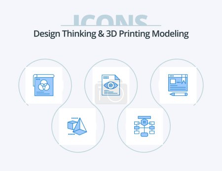 Ilustración de Design Thinking And D Printing Modeling Blue Icon Pack 5 Icon Design. text. computing. brusher. eye . file - Imagen libre de derechos