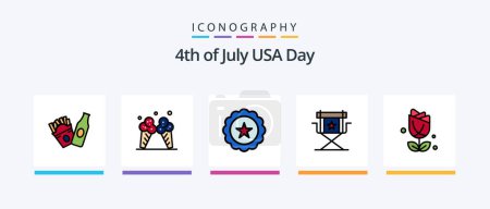 Illustration for Usa Line Filled 5 Icon Pack Including hand. usa. book. video. american. Creative Icons Design - Royalty Free Image